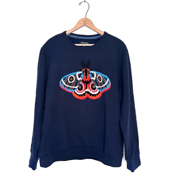 BONOBOS Critters Men’s Boucle Butterfly Fleece Crewneck Sweatshirt Size Large - Picture 2 of 7
